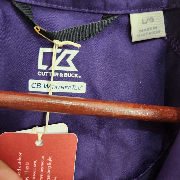 Cutter & Buck WeatherTec Beacon  Purple half  Zip water resistant wind breaker L - Picture 9 of 12